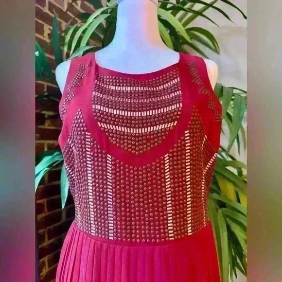 NWT-Sabine Maxi Dress in Burgundy/Oxblood/Maroon-Size M-Lines - Picture 2 of 9